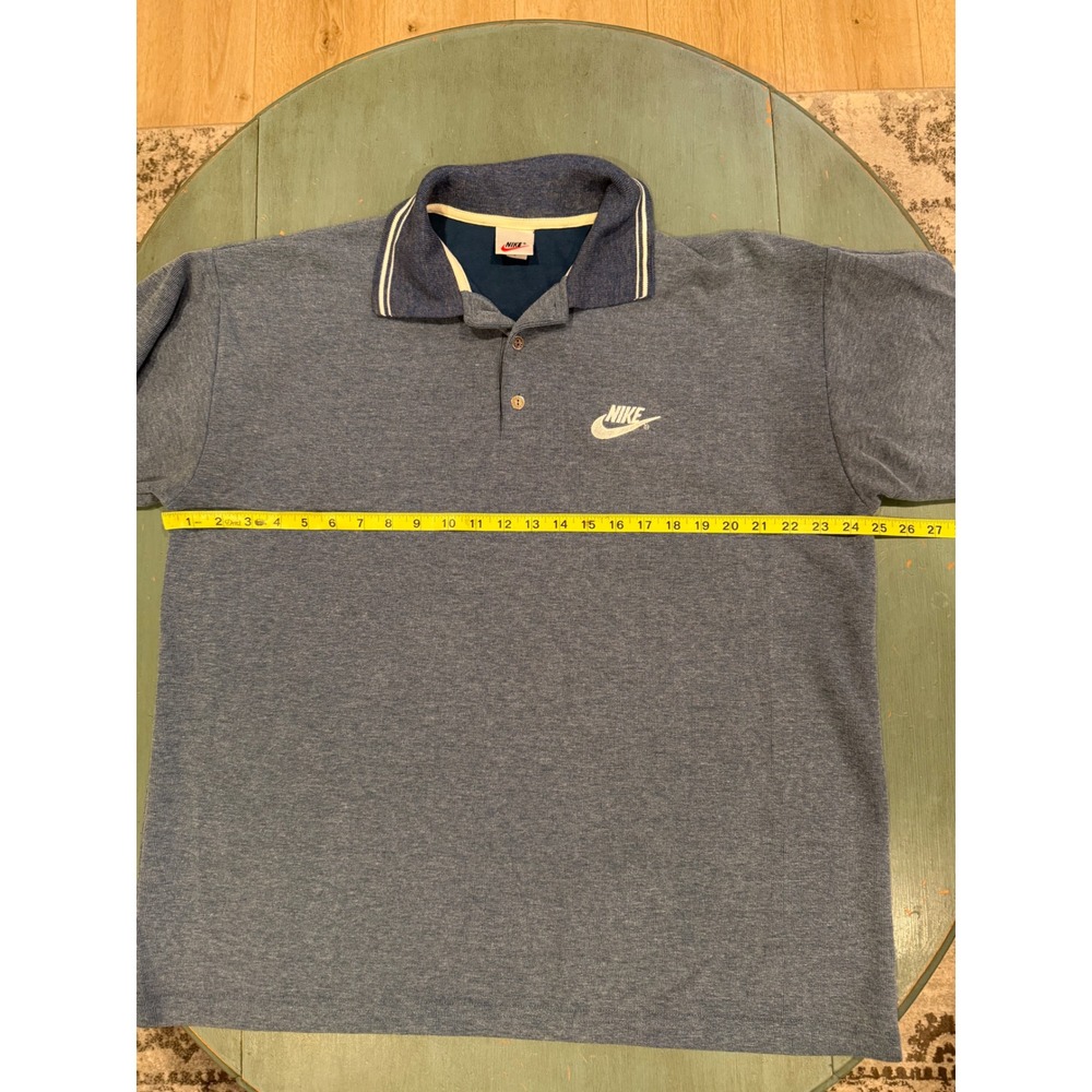 Vintage Nike Polo Shirt Mens XL Blue Heathered Cotton Made in USA Futura Logo - Picture 5 of 7